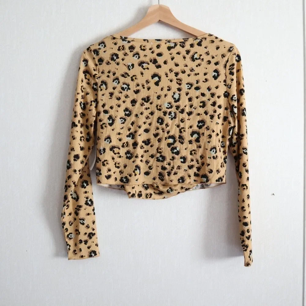 Nwt Nordstrom Bp. Cropped Rib Cardigan & Camisole leopard print - Picture 11 of 12
